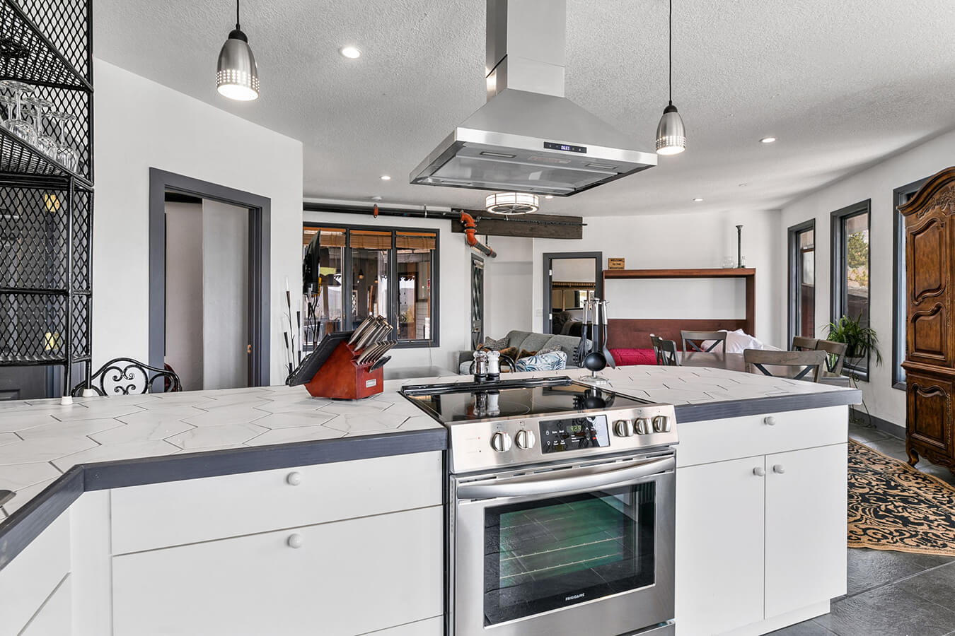 Interior photo of luxury flat with full kitchen